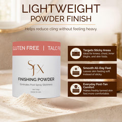 SunFX powder close-up texture in jar showing fine particles for smooth finish
