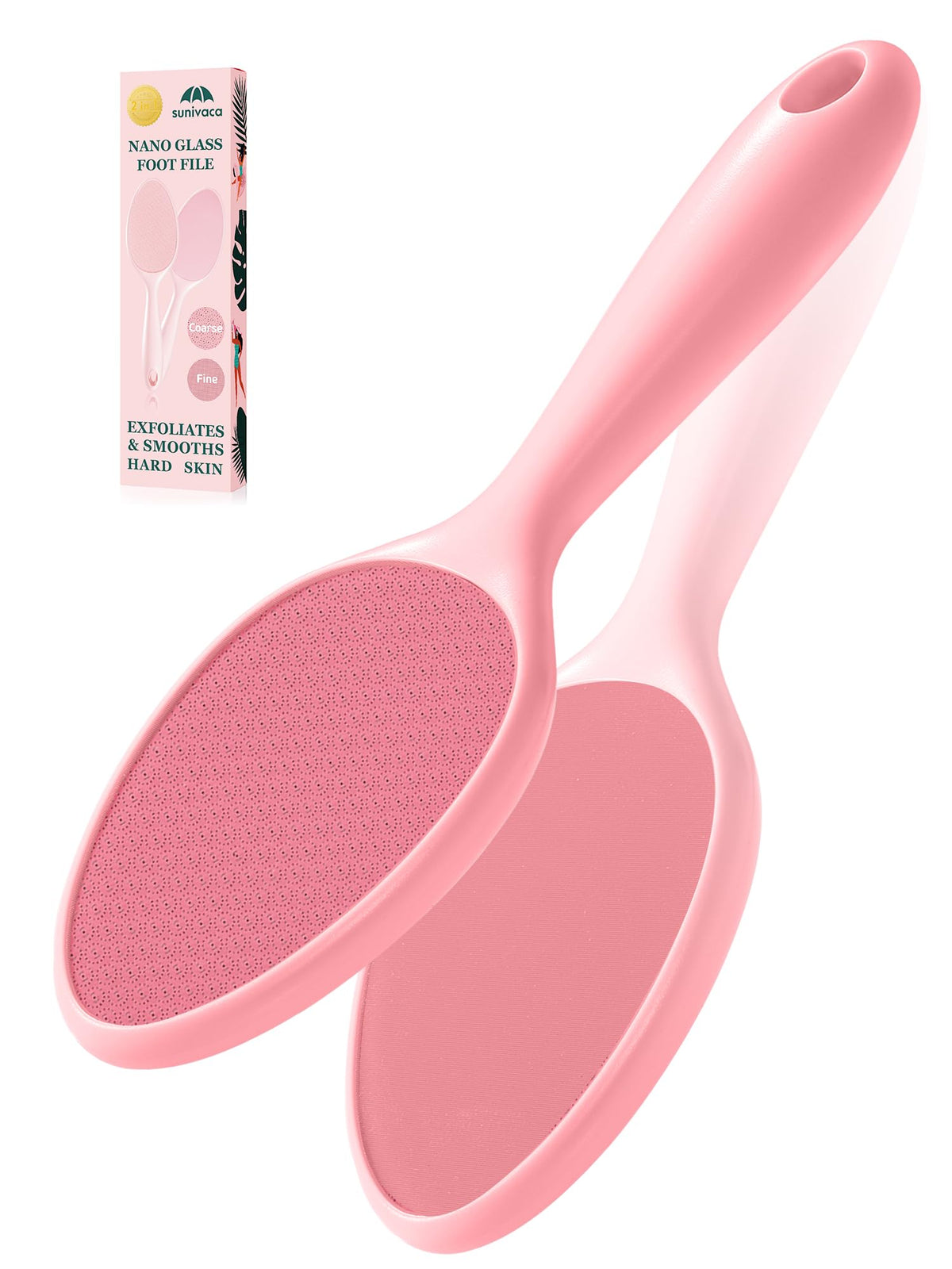sunivaca glass foot file front view shows full abrasive surface and easy use benefit