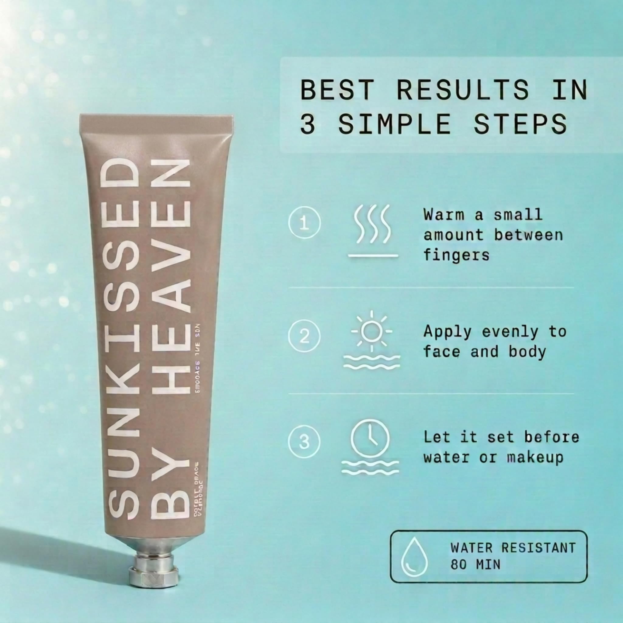 Sunkissed By Heaven applying sunscreen on hand demonstrating easy blendability