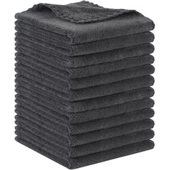 SUNLAND front view of 12-pack dark grey cloths shows neat packaging and value