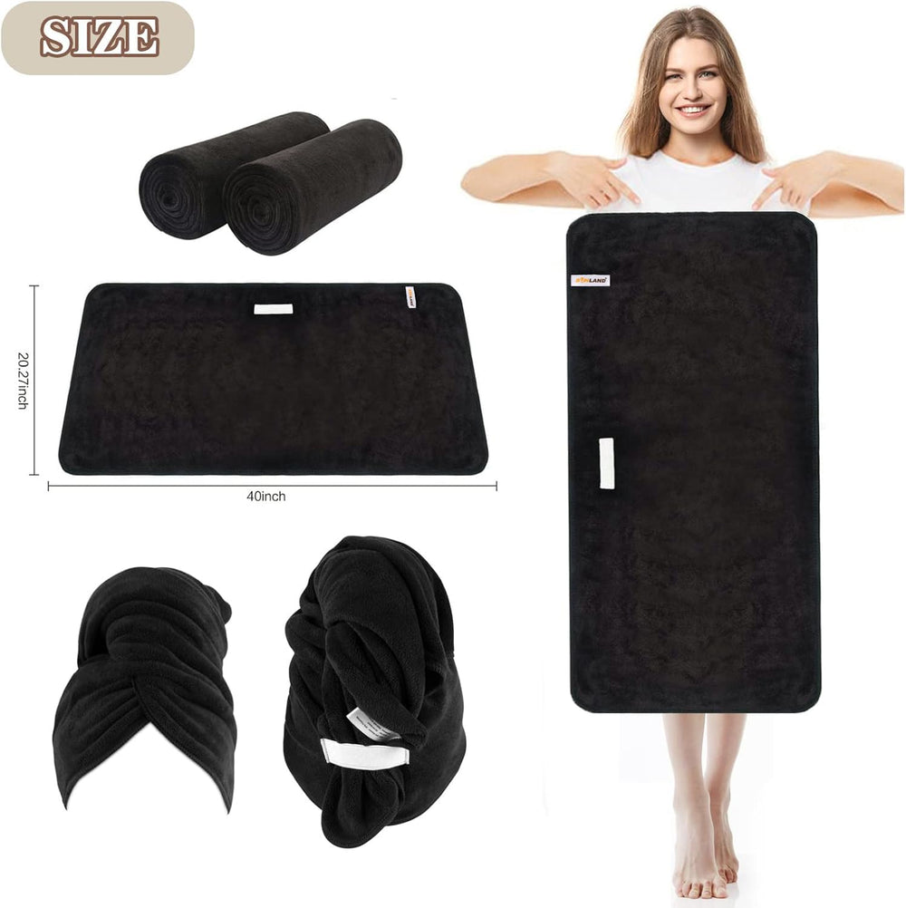 SUNLAND towel in use while woman gets ready illustrating time savings