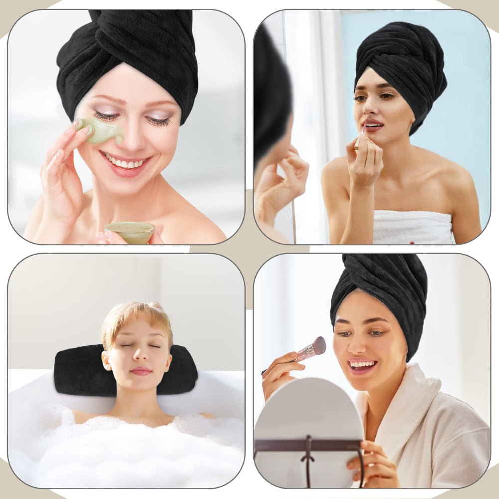 SUNLAND towel wrapped on head to show 20x40 inch size and full coverage