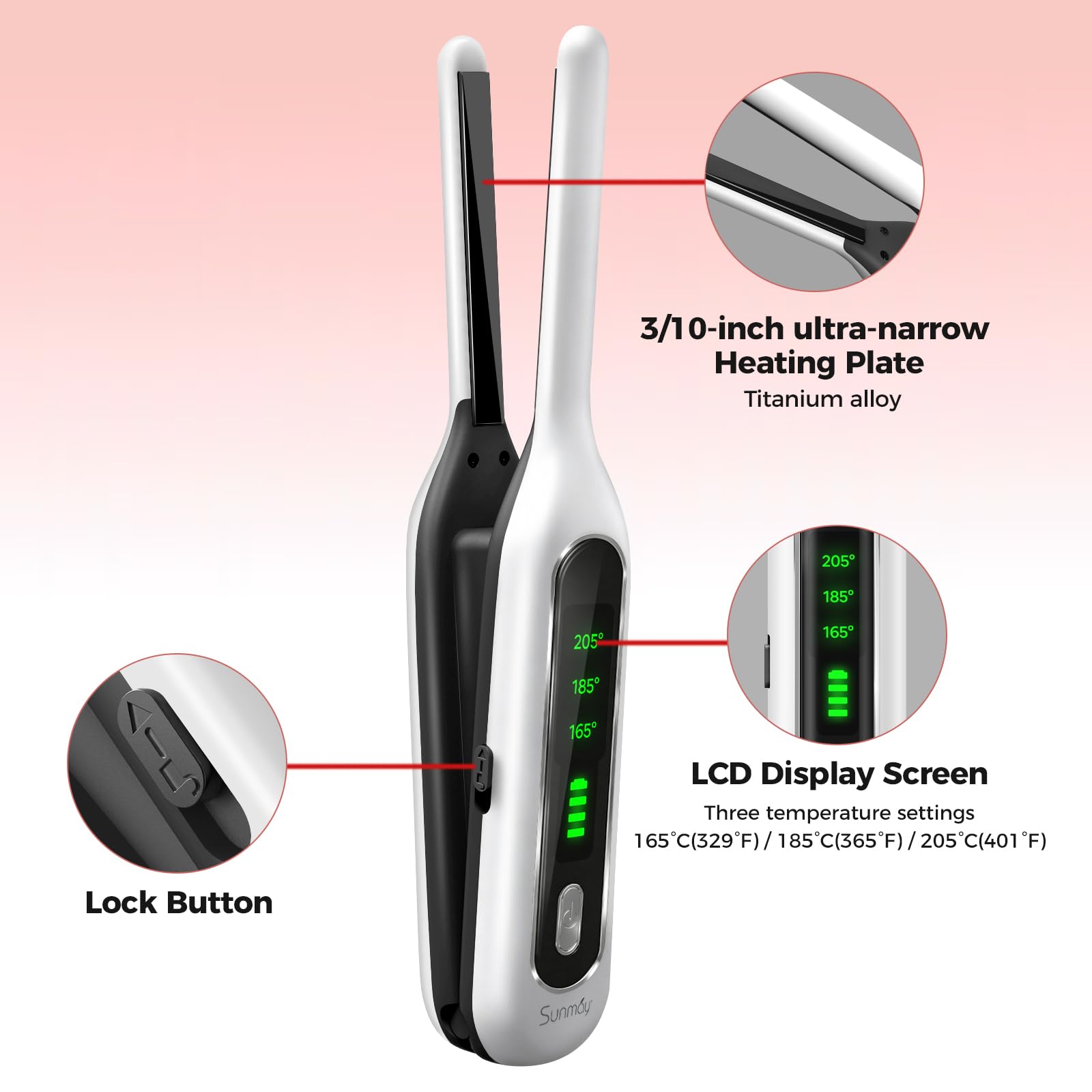 SUNMAY plate close up reveals ceramic surface for smooth heat and even styling