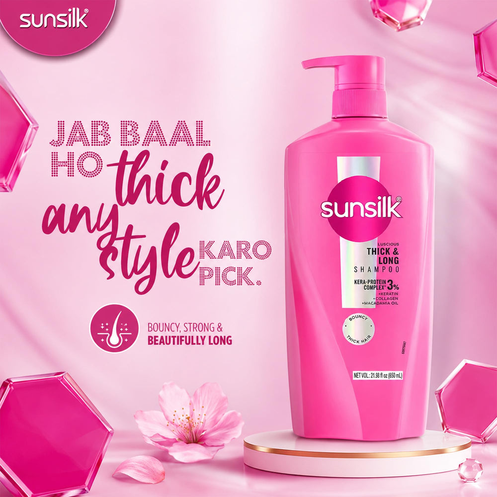 sunsilk on bathroom shelf in lifestyle scene suggesting convenience and style