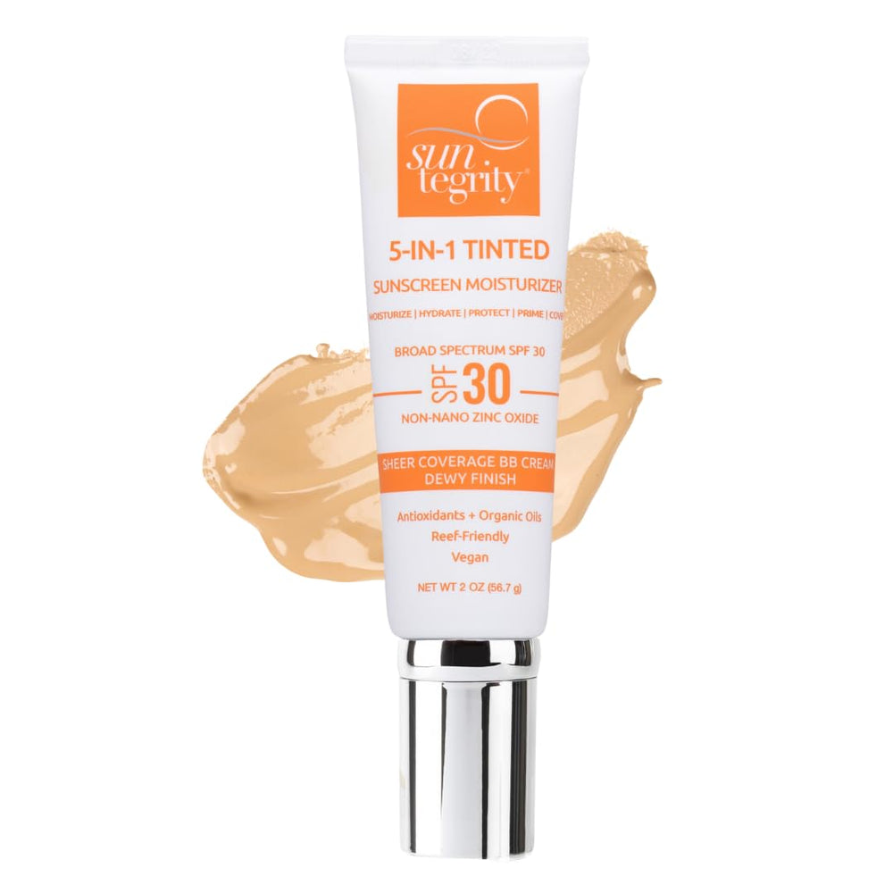 Suntegrity front packaging showing Golden Lite tint and pump for easy use