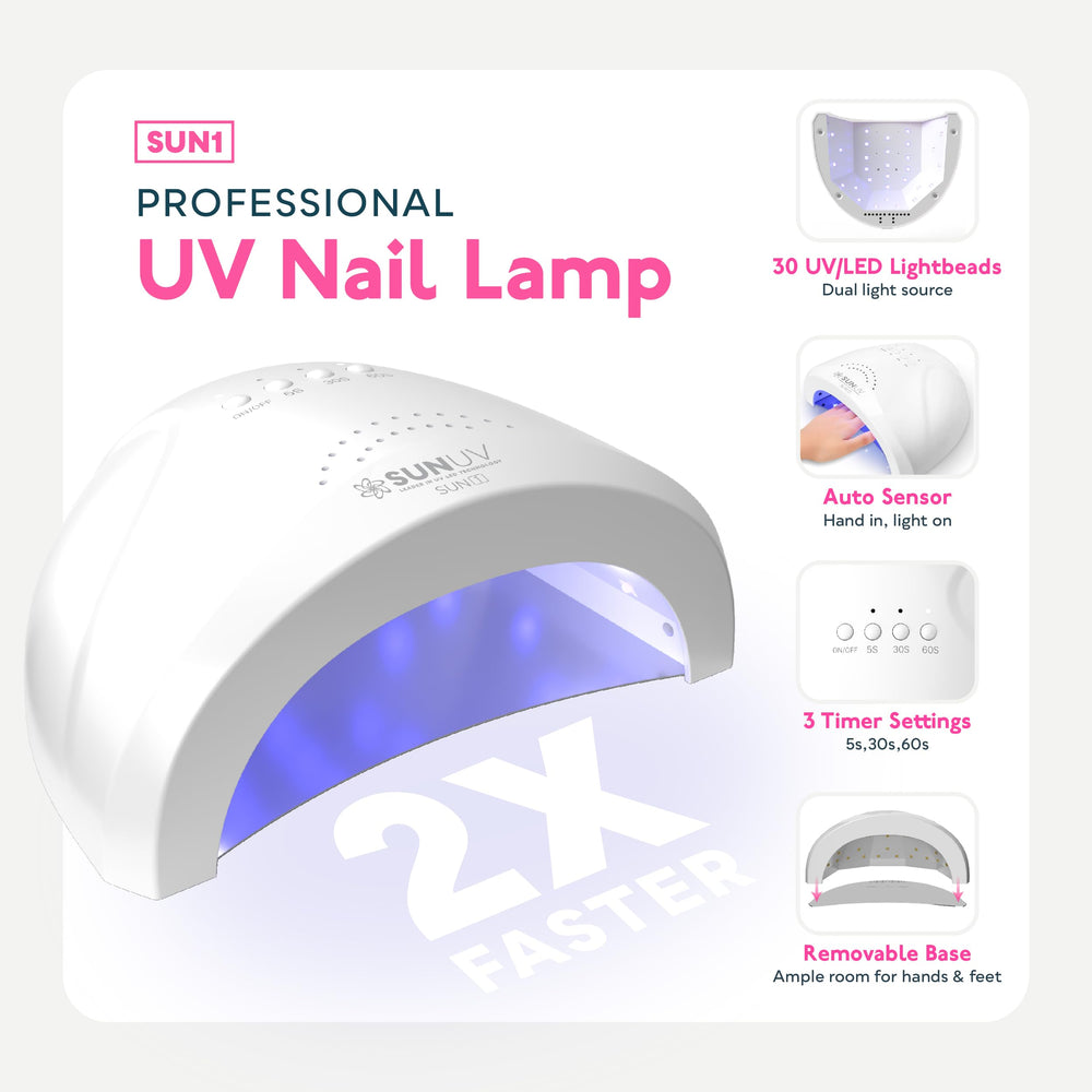 SUNUV base and no-wipe top coat labels visible to ensure strong adhesion and glossy finish