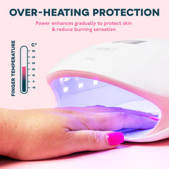 SUNUV hand placed under lamp in use demonstrating sensor-activated hands-free curing