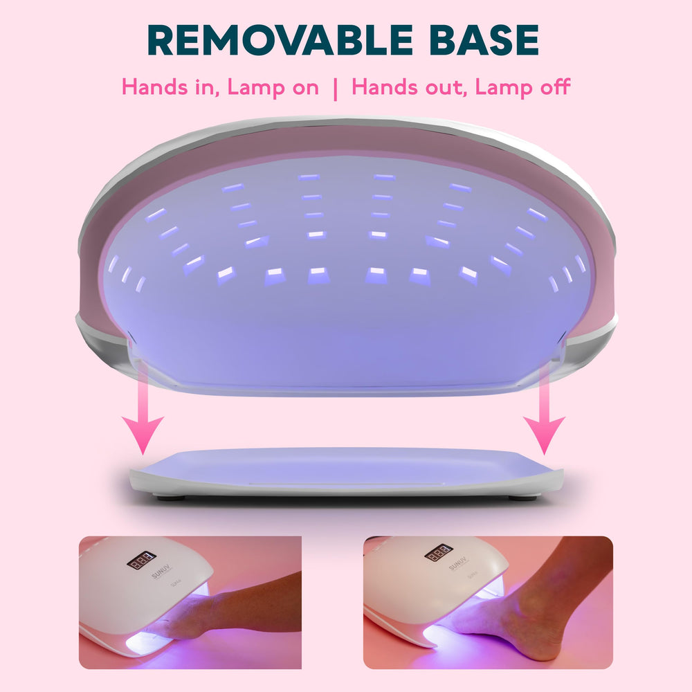 SUNUV size comparison beside a hand to show compact, travel-friendly scale