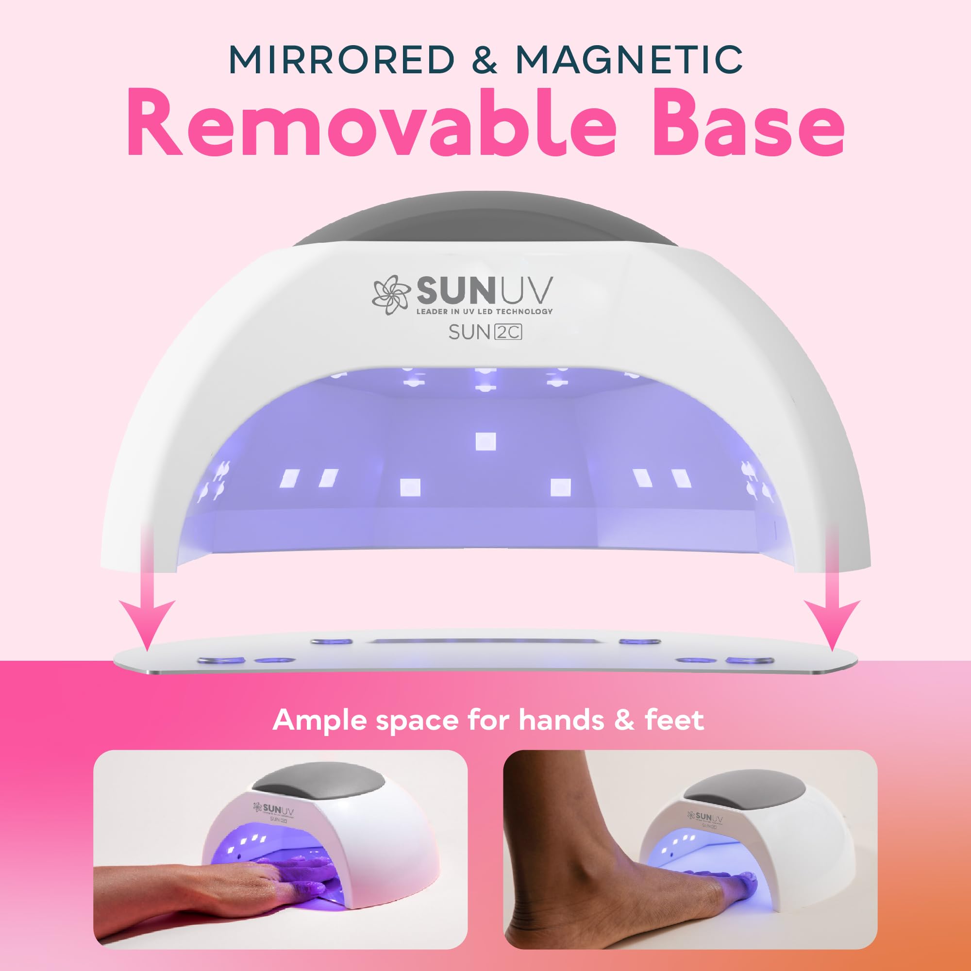 SUNUV in pedicure position demonstrating foot-friendly clearance