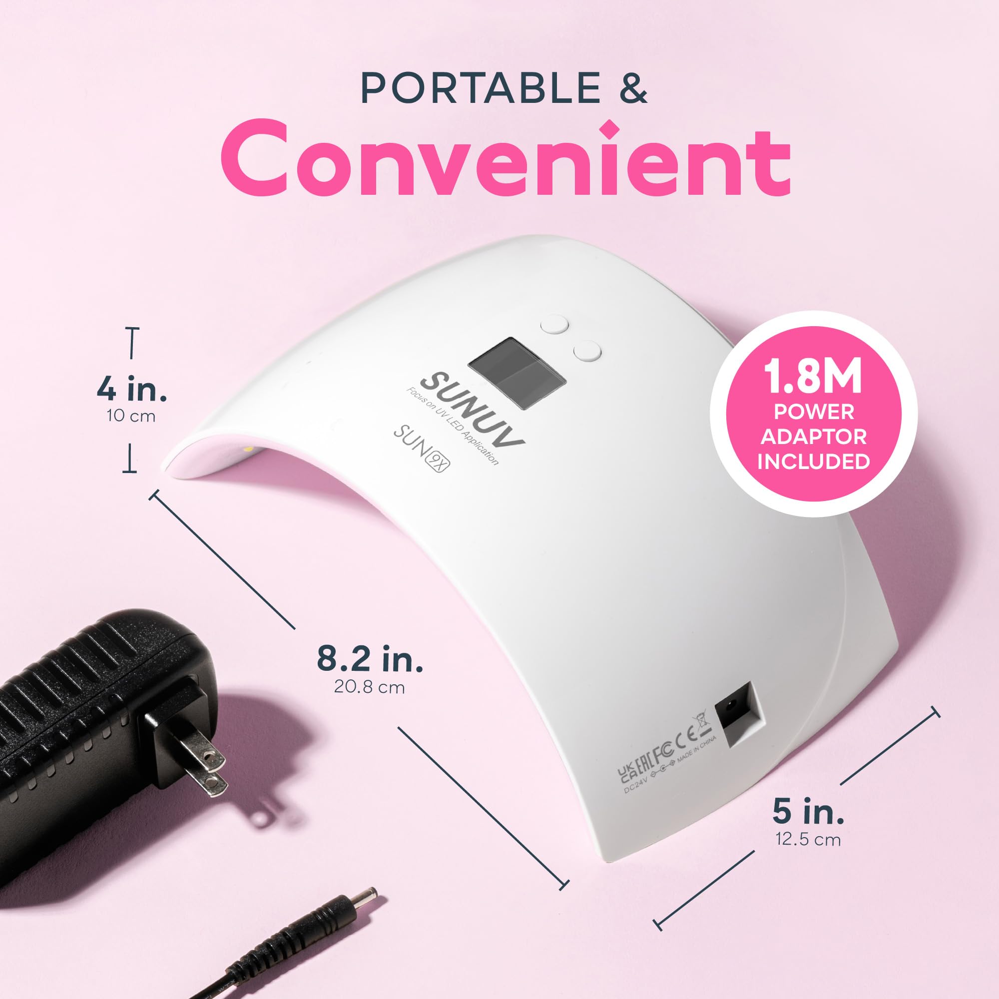 SUNUV SUN9X Plus beside a smartphone to show compact portable size advantage