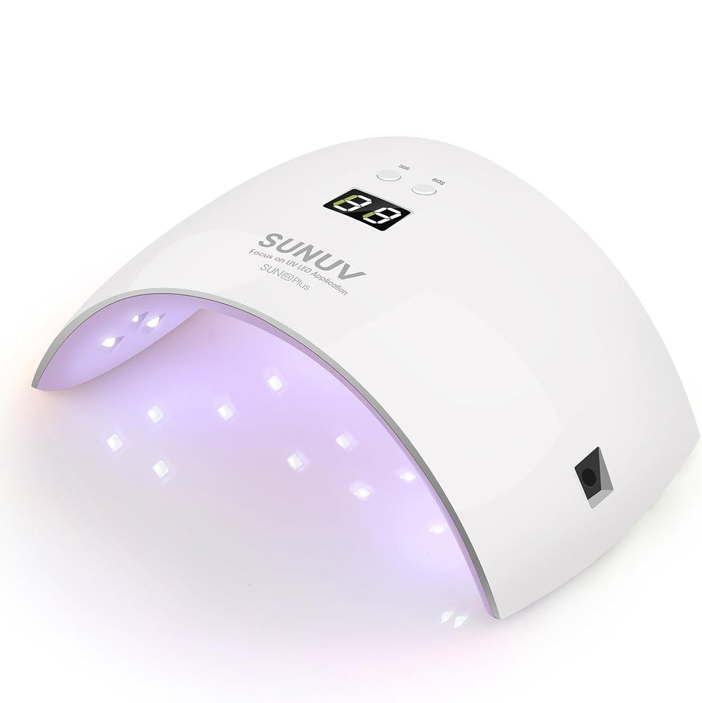 SUNUV SUN9X Plus front view showing pink lamp and fast cure benefit