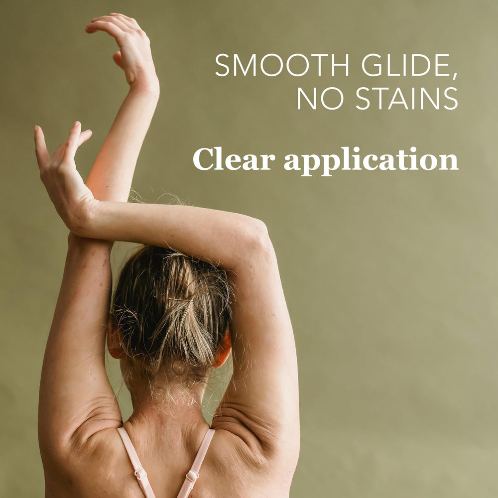 Super Natural Goods deodorant applied from hand demonstrating smooth, warm application