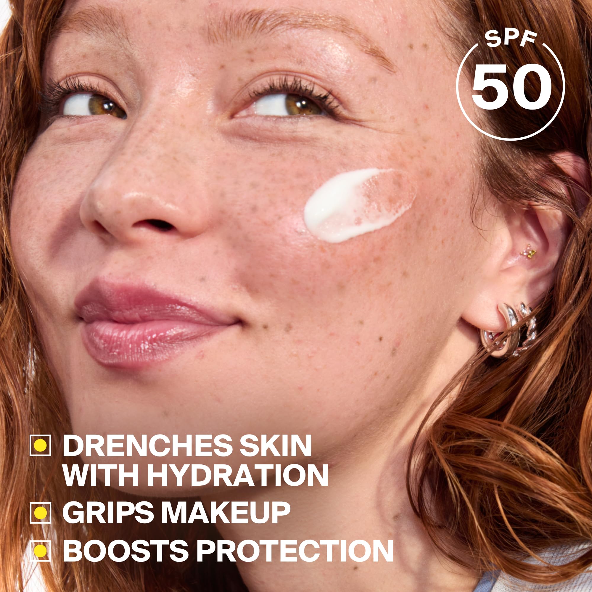 Supergoop! creamy-gel texture close-up illustrating lightweight hydration benefit
