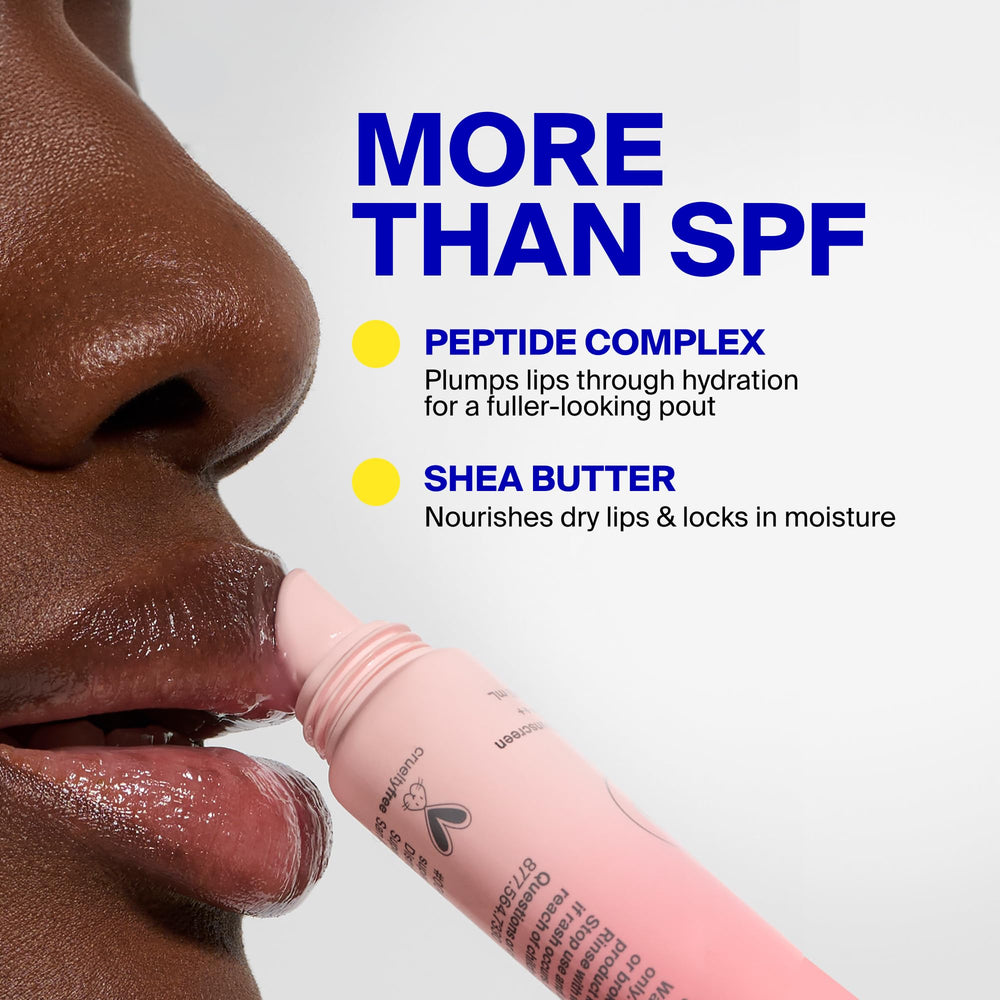Supergoop! tube beside coin giving clear size and portability