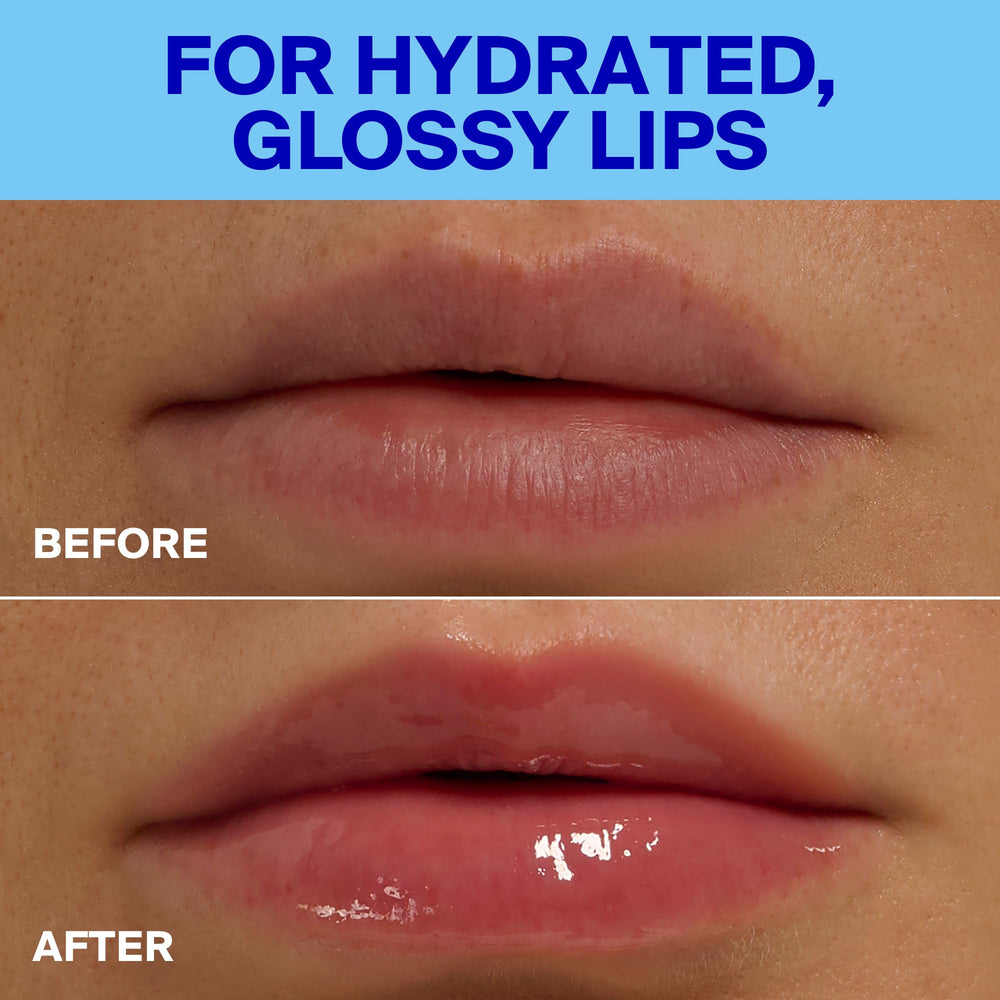 Supergoop! Glow Gloss layered over lipstick adding shine and protection