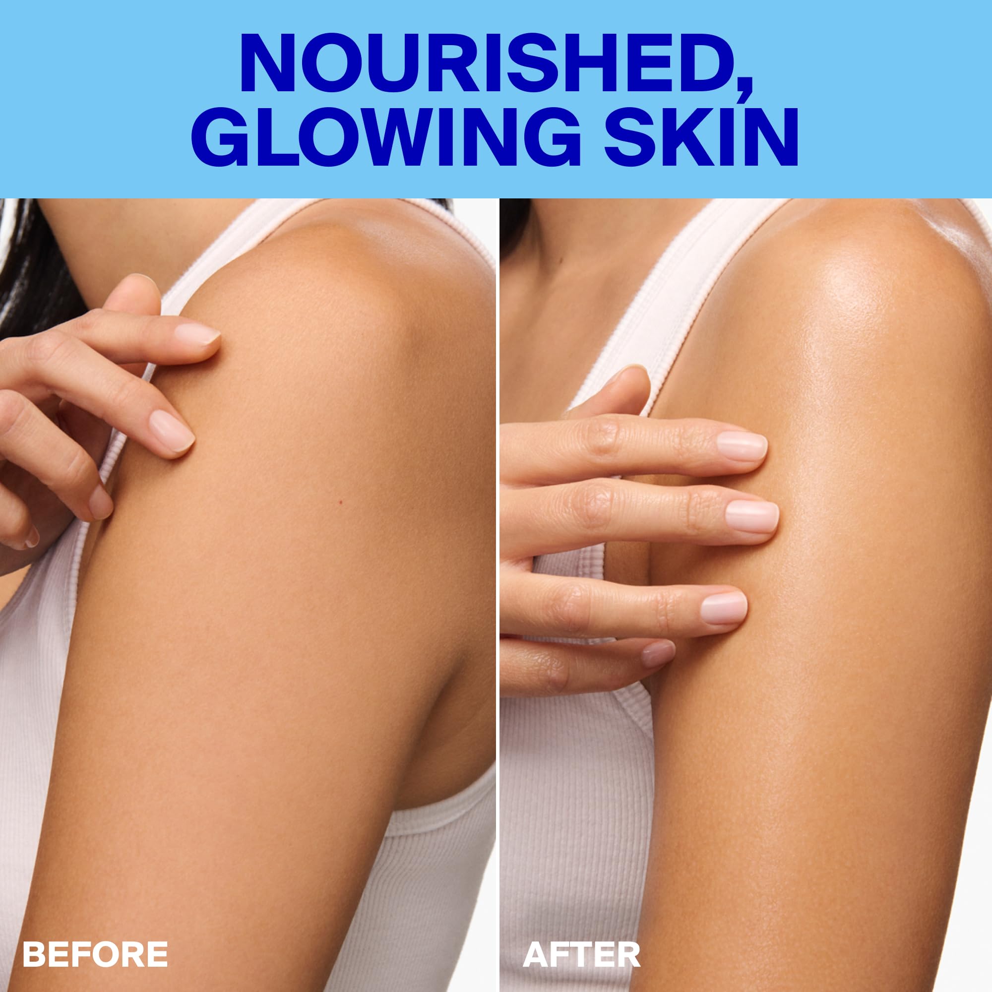Supergoop! applying oil on arm demonstrating quick-blend hydration benefit