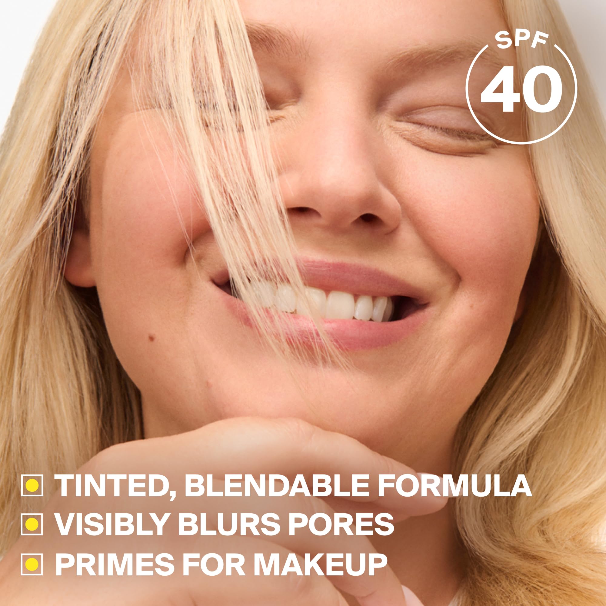 Supergoop! Mattescreen being applied from hand to face for smooth coverage