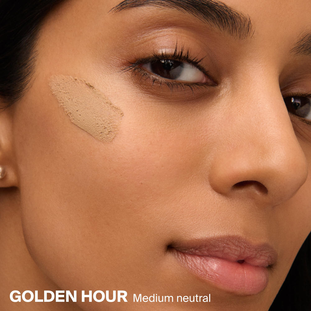 Supergoop! swatch on wrist showing Golden Hour tint and blending benefit