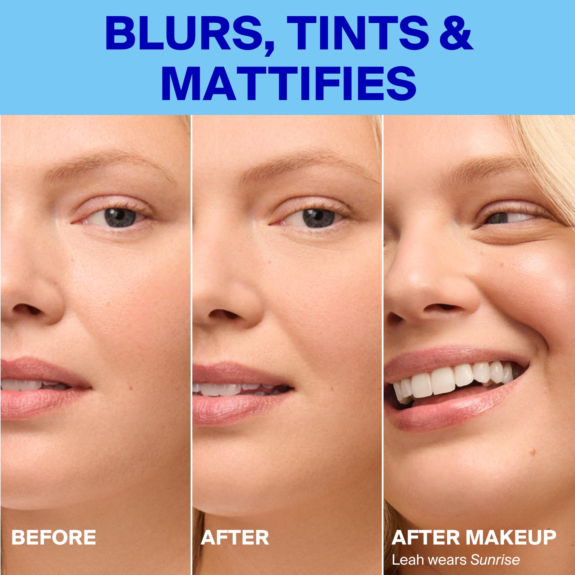 Supergoop! Mattescreen next to makeup items showing primer compatibility