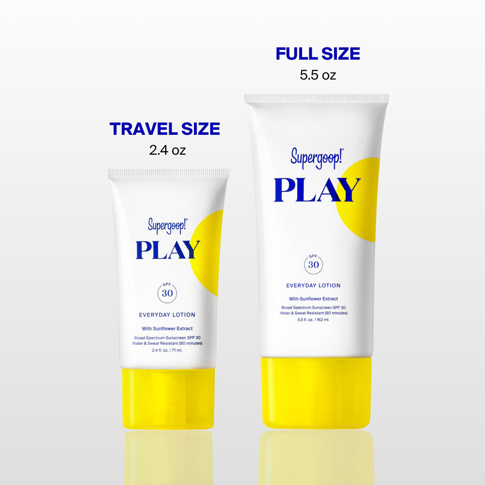 Supergoop! lotion beading on water demonstrating 80-minute water resistance