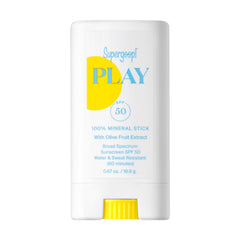 Supergoop! front view of PLAY Mineral sunscreen stick showing compact packaging and SPF benefit