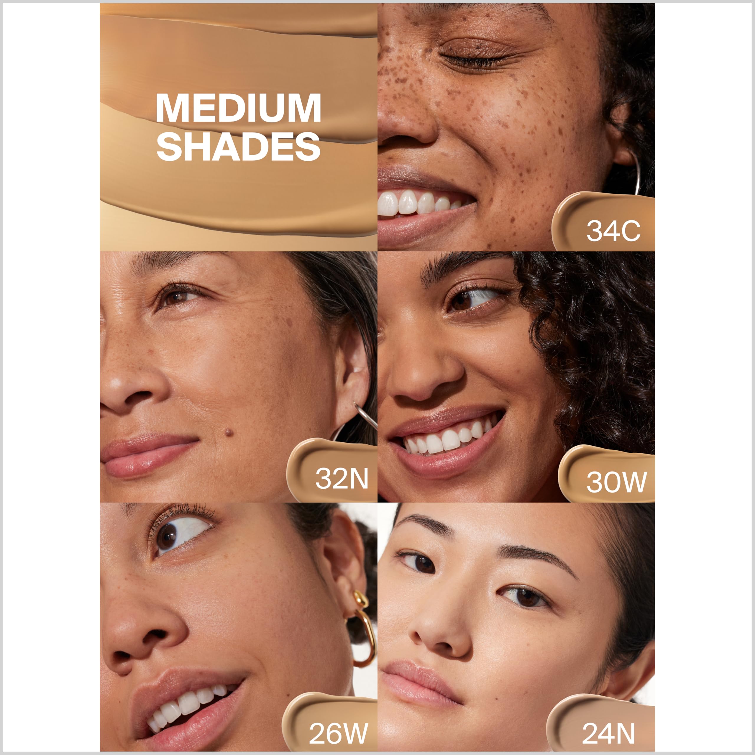 Supergoop! display of 14 shades to help find a precise skin match