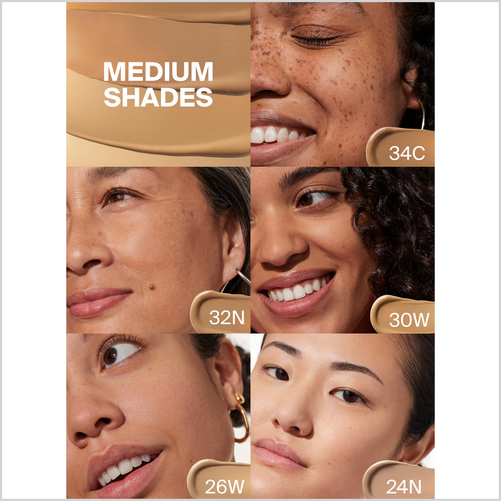 Supergoop! display of 14 shades to help find a precise skin match