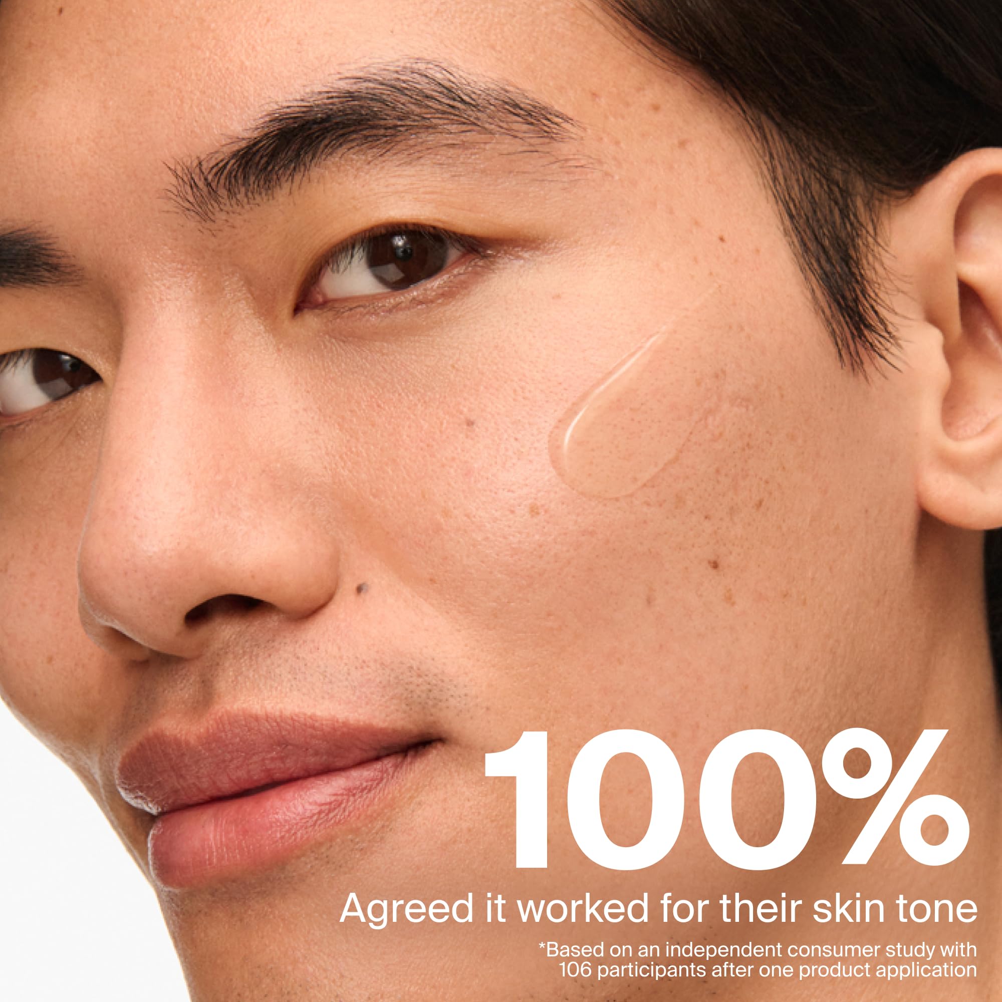 Close-up of Supergoop! ingredient label showing sensitive-skin friendly formulation benefit