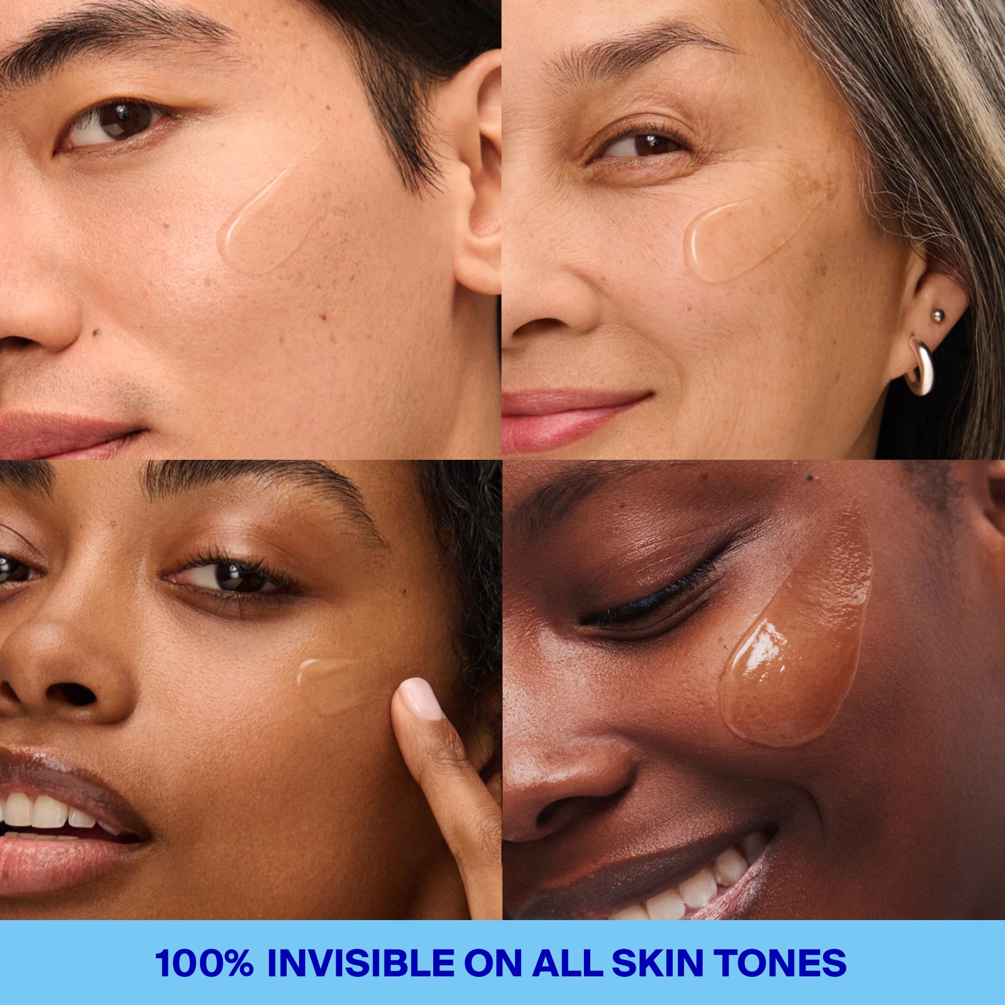 Model outdoors applying Supergoop! Unseen showing everyday sun defense benefit
