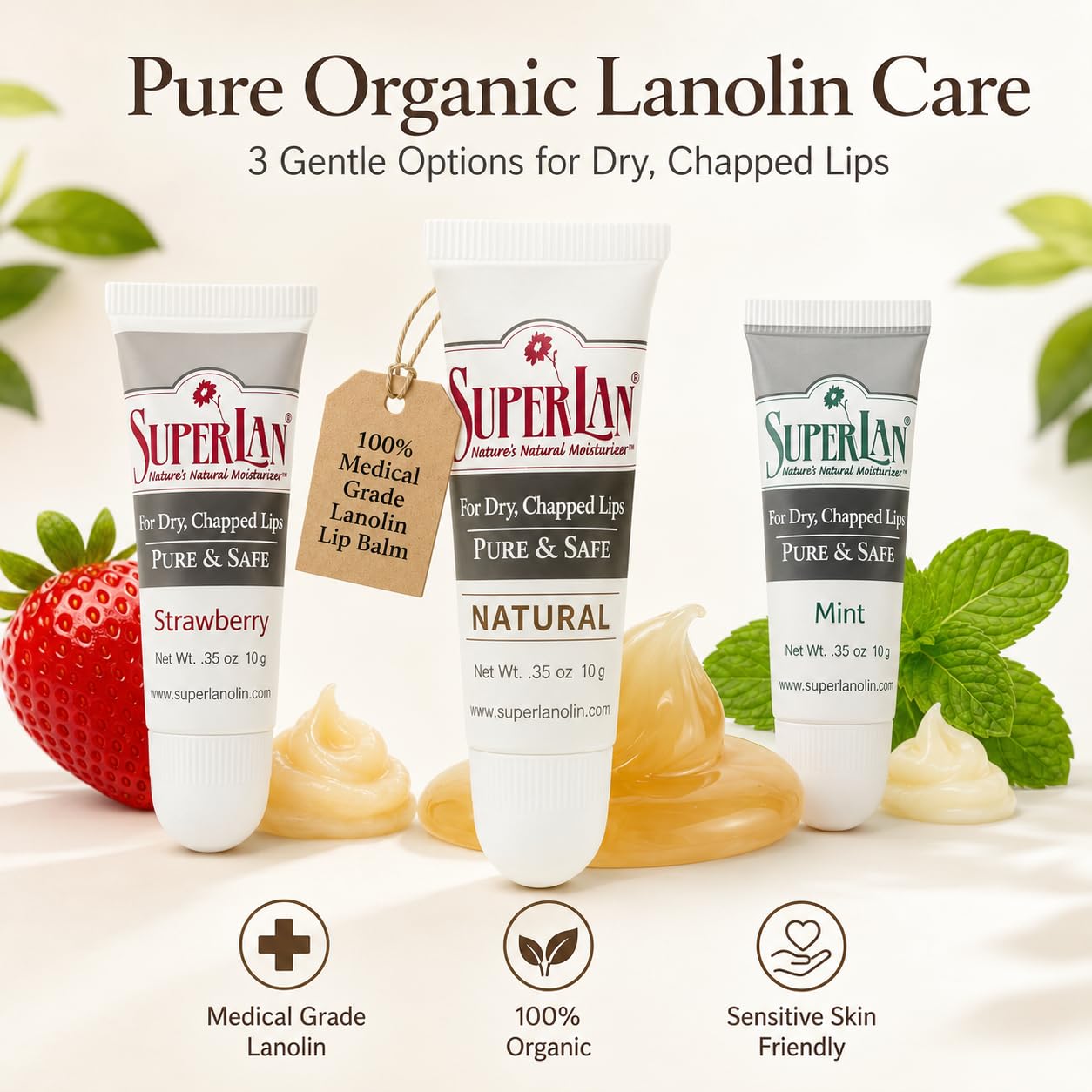 superlan label and kosher certified badge confirming ethical and purity features
