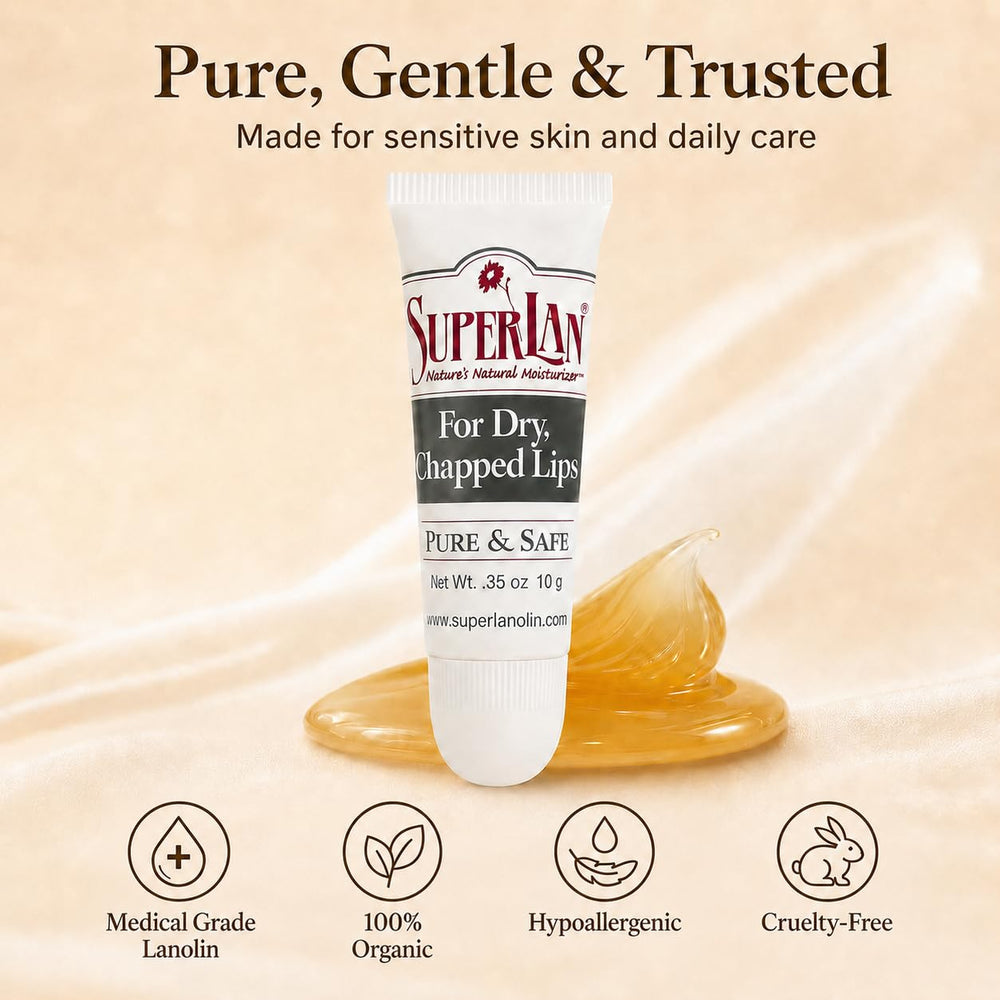 superlan single tube texture closeup highlighting smooth, nourishing lanolin