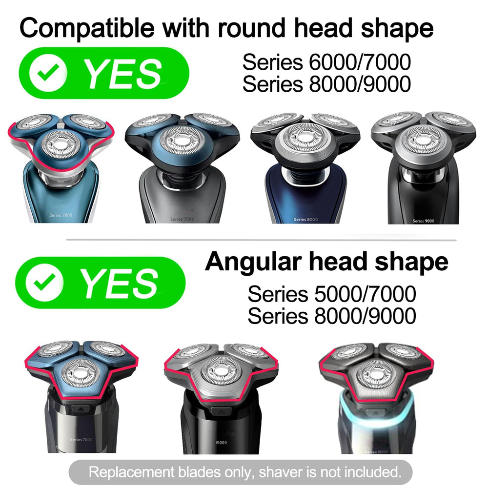 SUPERNB replacement head next to shaver to show size and simple snap‑on installation benefit