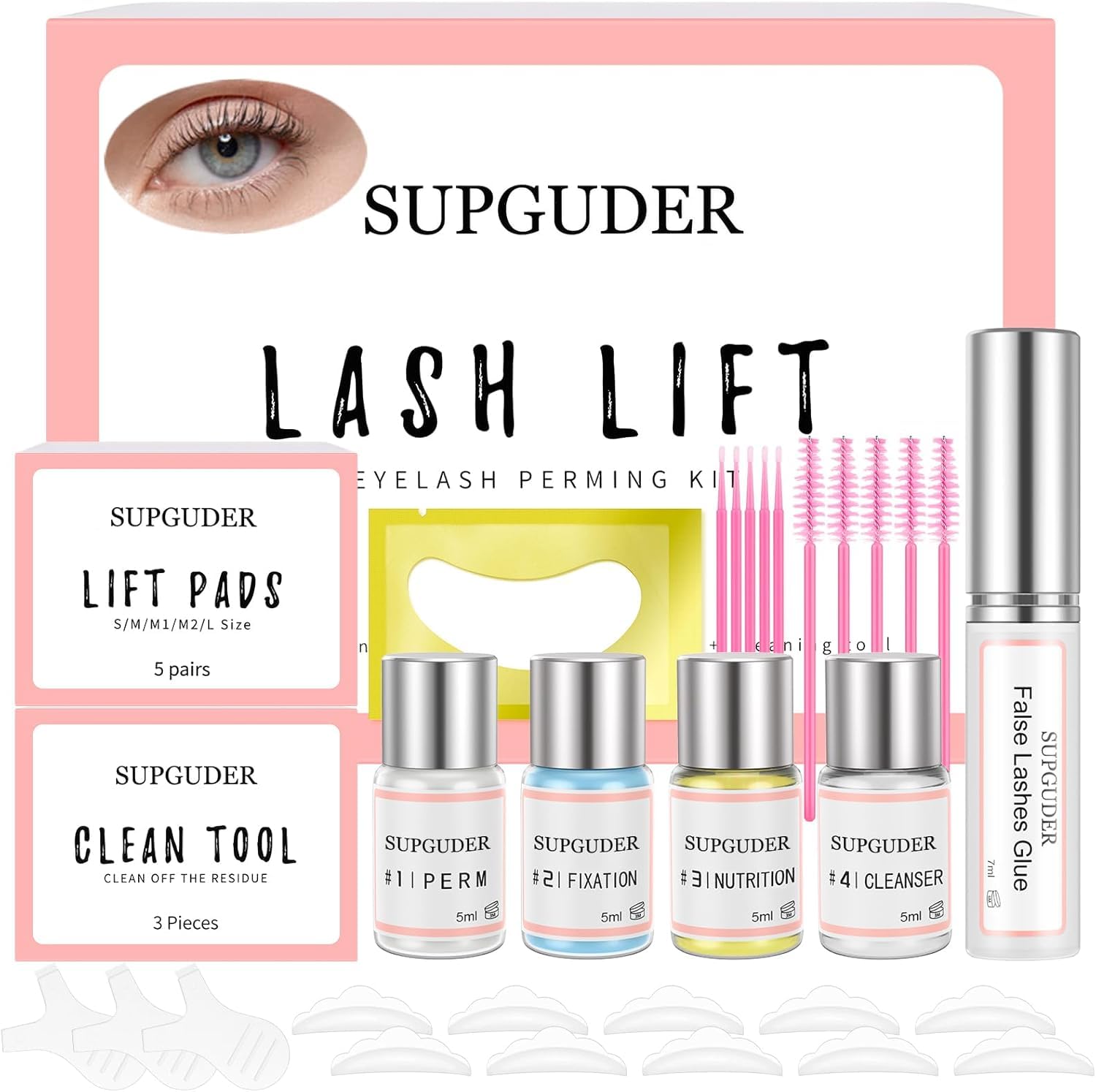 SUPGUDER size comparison chart illustrating pad sizes for tailored curl benefit