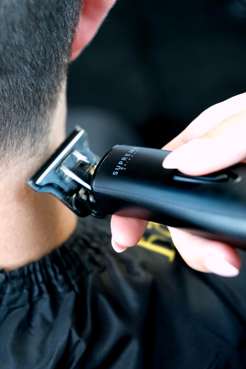 Before and after lineup shot with Supreme Trimmer showing cleaner edges and definition