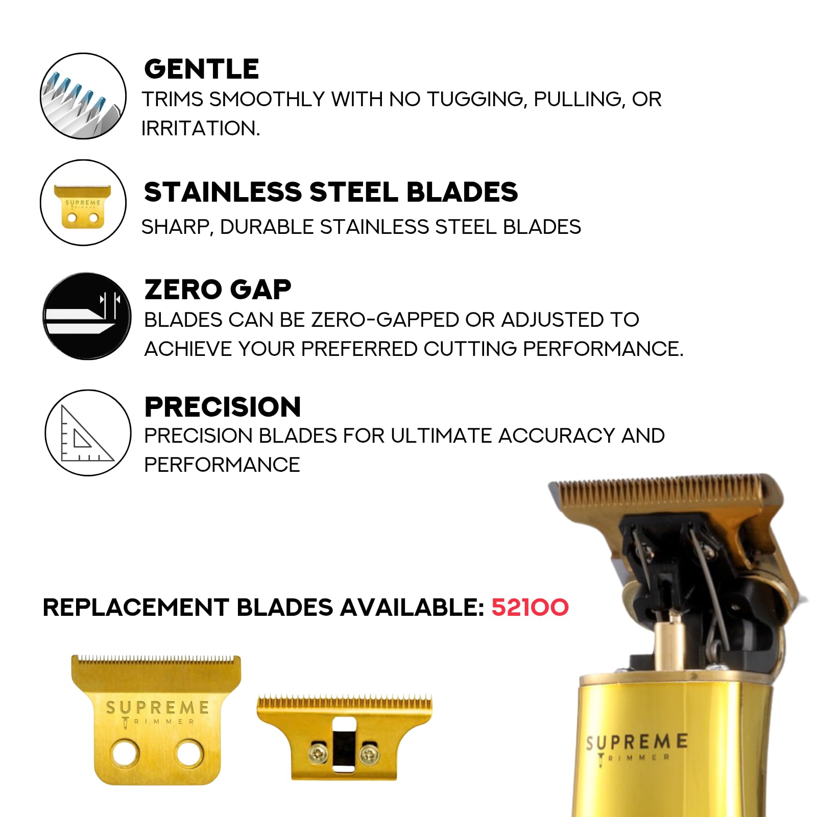 Supreme Trimmer foil head detail showing smooth finish with gentle shaving
