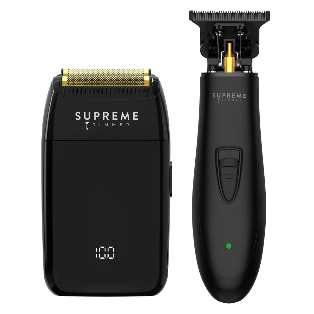 Supreme Trimmer kit front view showing trimmer and foil shaver for versatile grooming