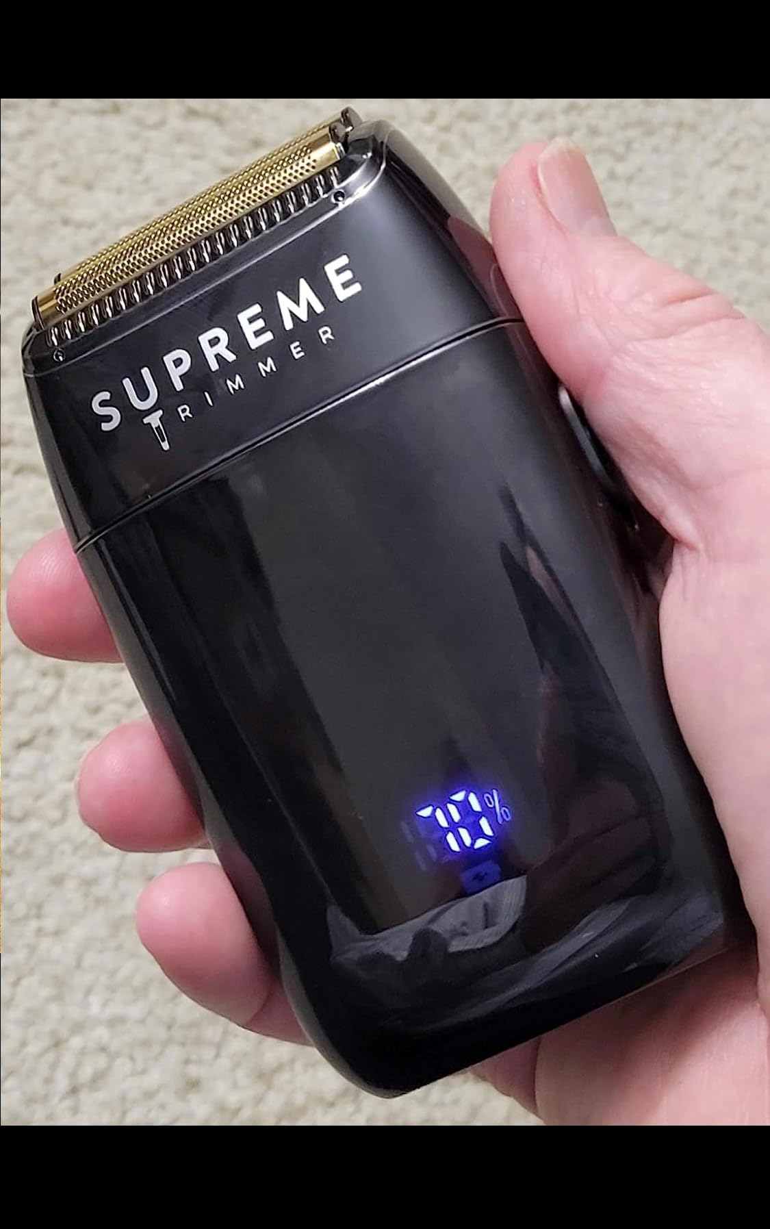 Supreme Trimmer on bathroom counter in lifestyle scene for daily grooming convenience