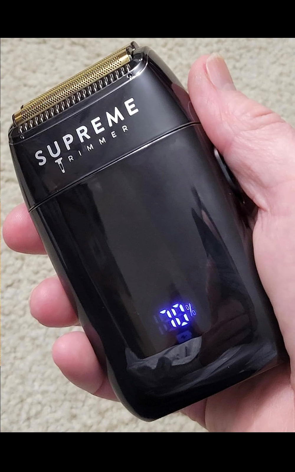 Supreme Trimmer on bathroom counter in lifestyle scene for daily grooming convenience