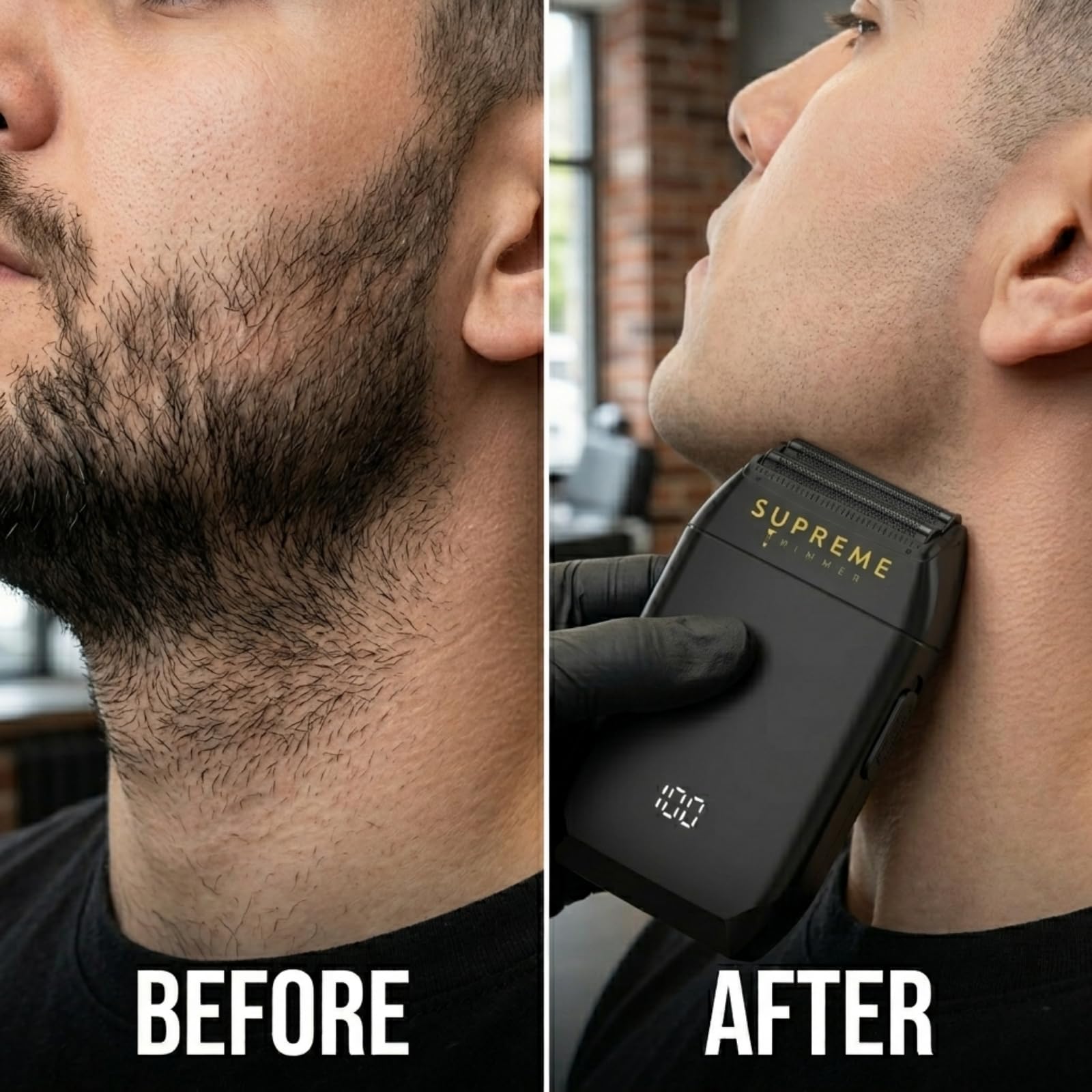 Supreme Trimmer STF602 resting in charging stand with USB cable for convenient charging