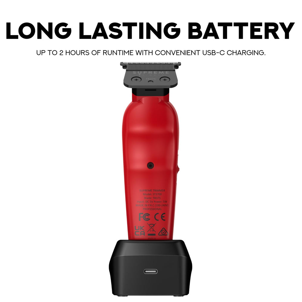 Supreme Trimmer Vader Lite LCD display showing battery level for reliable session planning