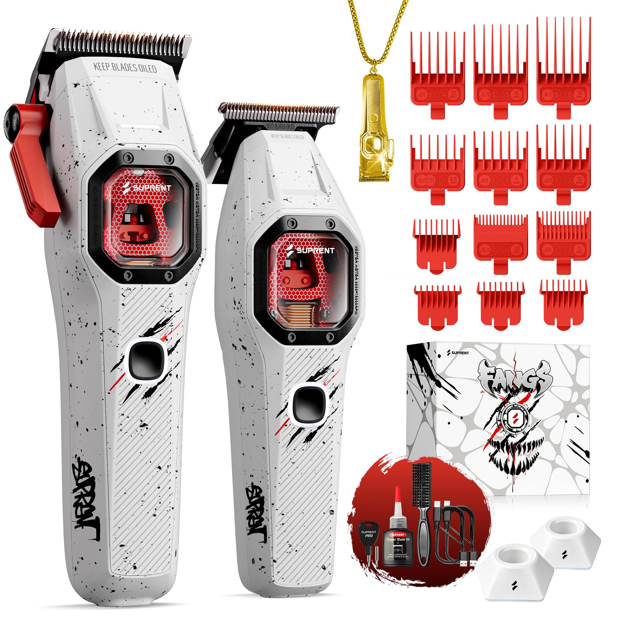 SUPRENT front profile white clipper showing ergonomic grip and sleek finish for steady control