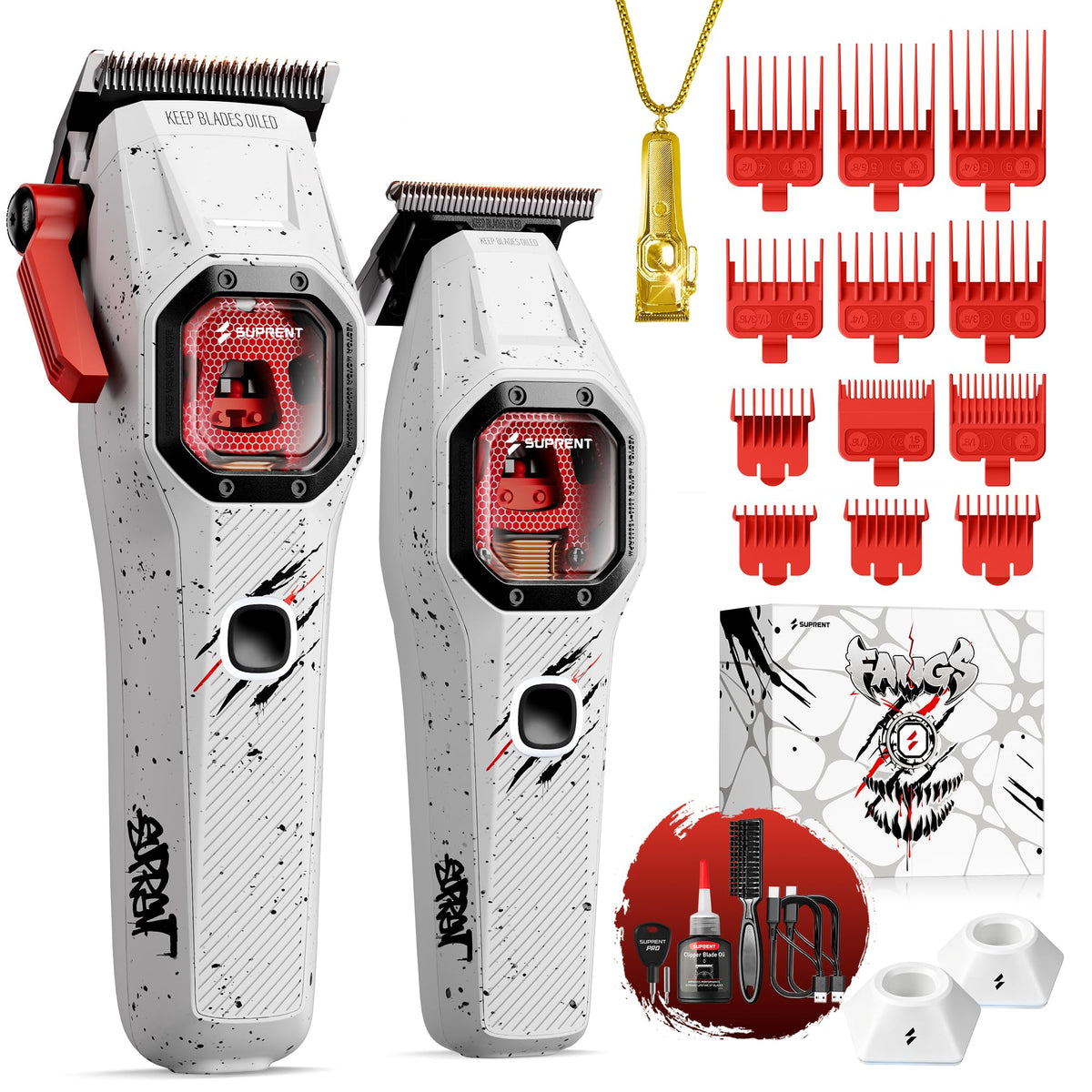 SUPRENT front profile white clipper showing ergonomic grip and sleek finish for steady control