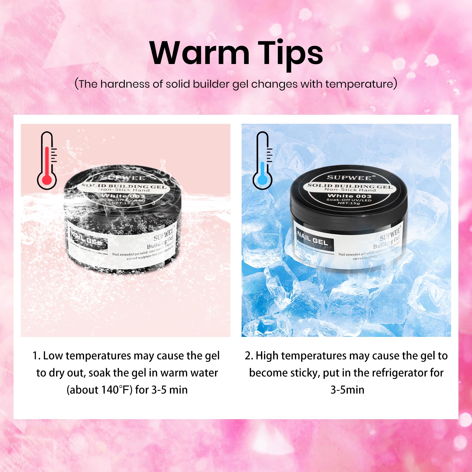 SUPWEE solid gel close-up showing smooth texture for precise sculpting