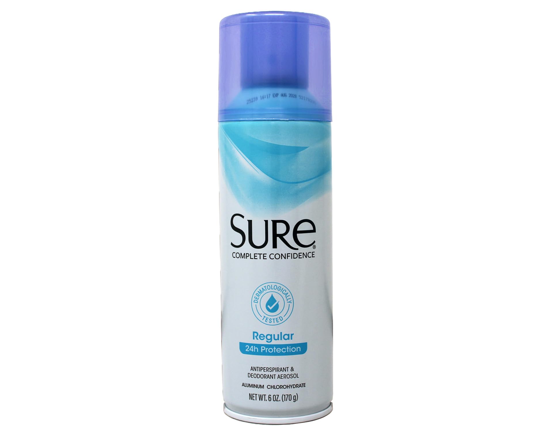 Sure label detail close-up highlighting scent and 24-hour protection benefits