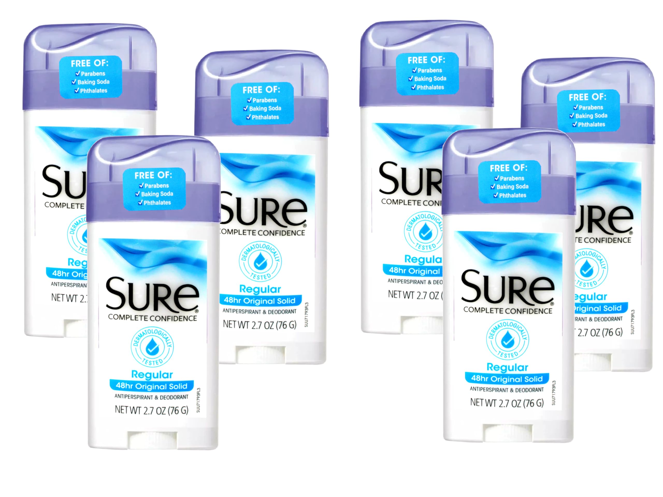 Sure solid stick front packaging showing product and size for reliable protection