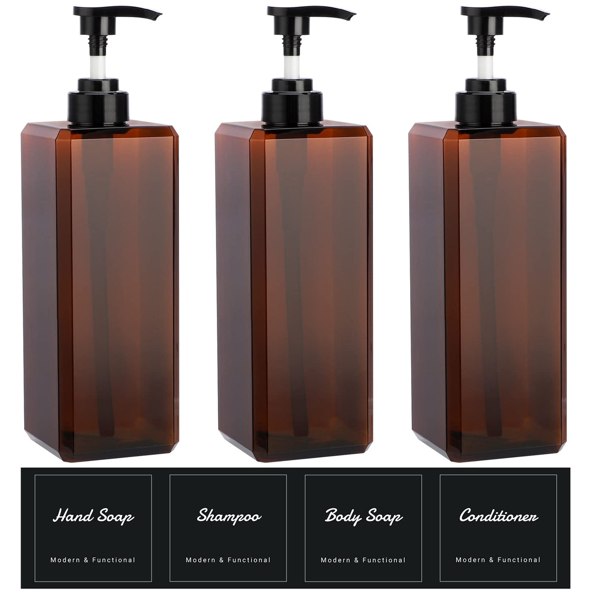SUREAM front view of three bottles showing tidy organization and large capacity