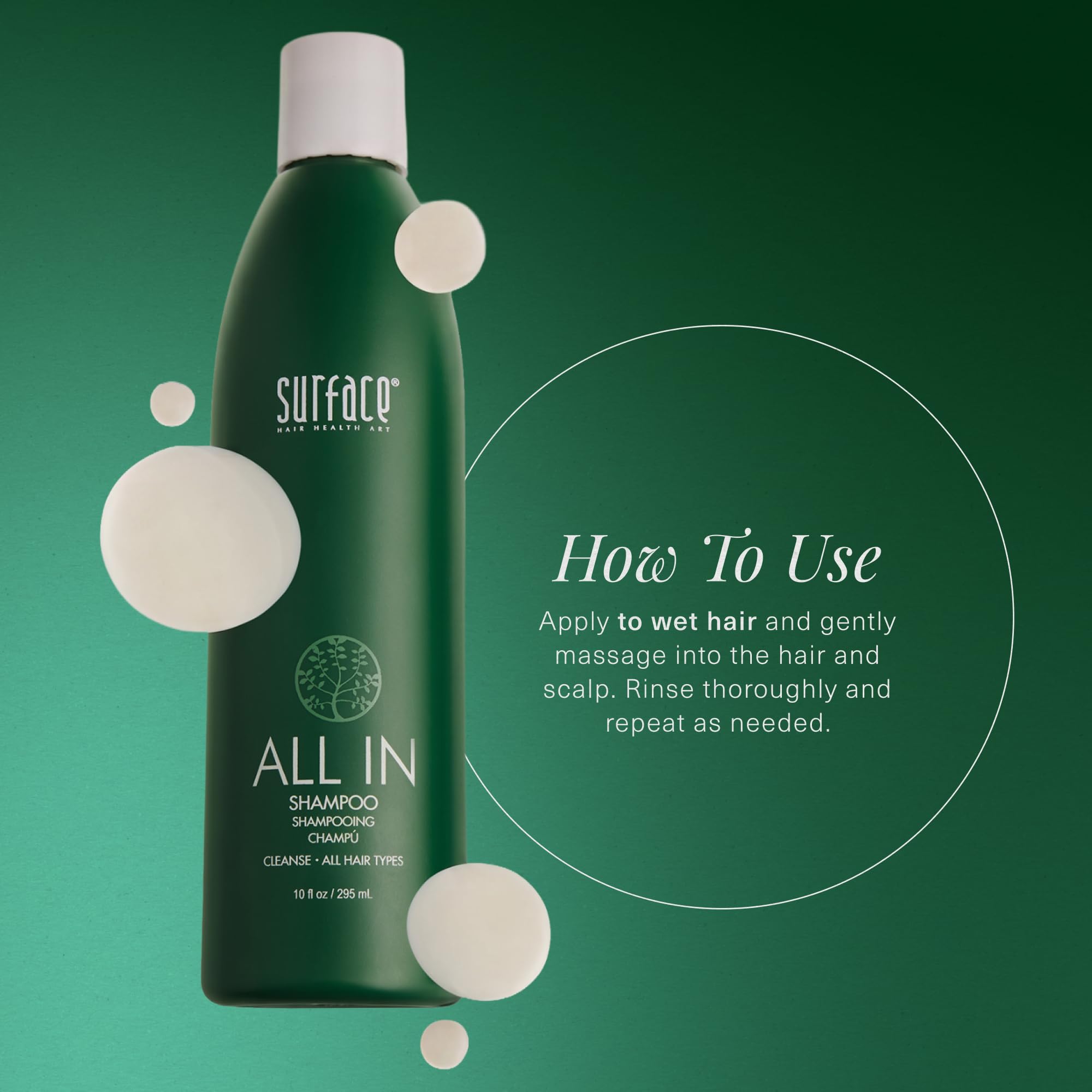 SURFACE shampoo pouring to show ideal dispense and easy-use benefit