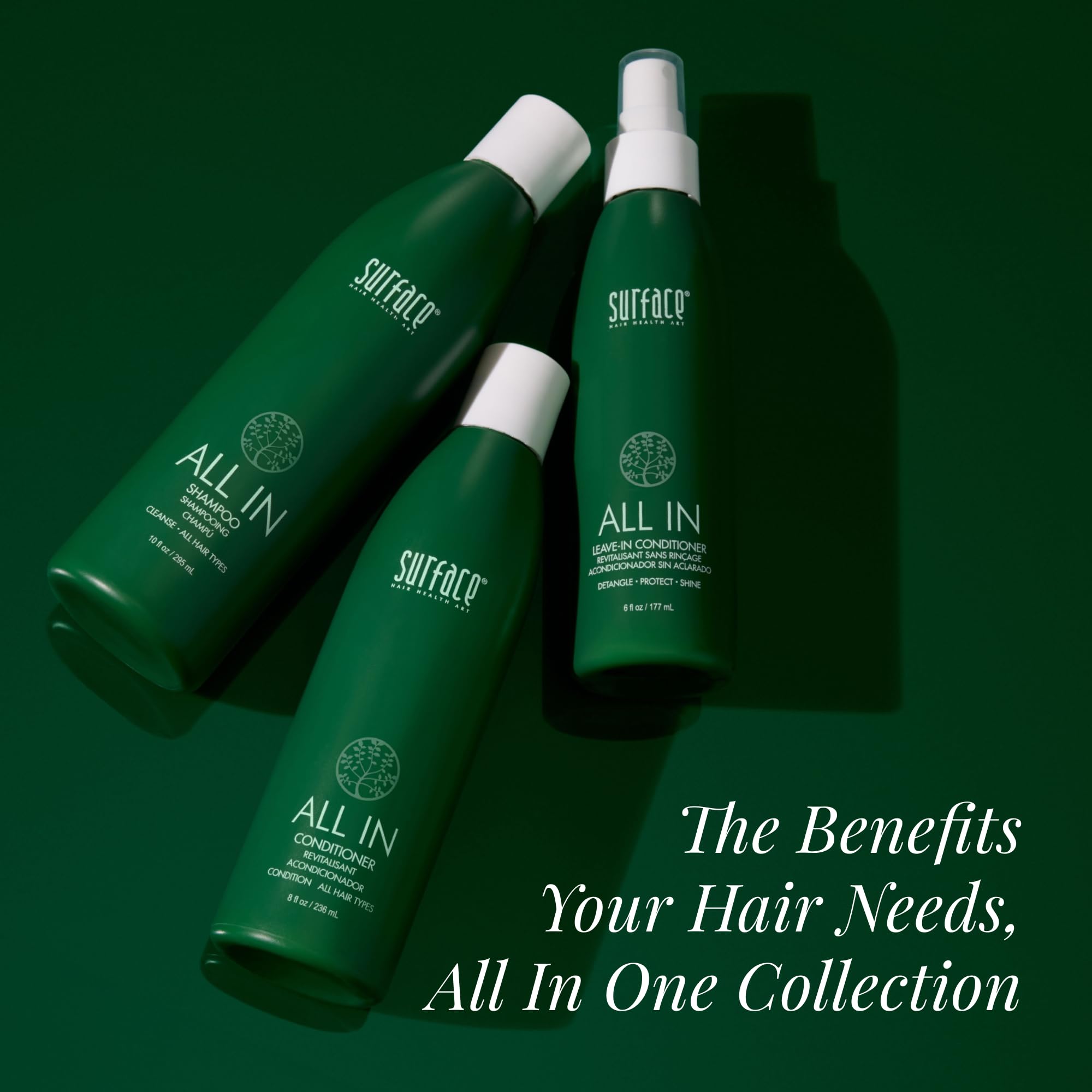 SURFACE shampoo paired with conditioner illustrating complete routine benefit