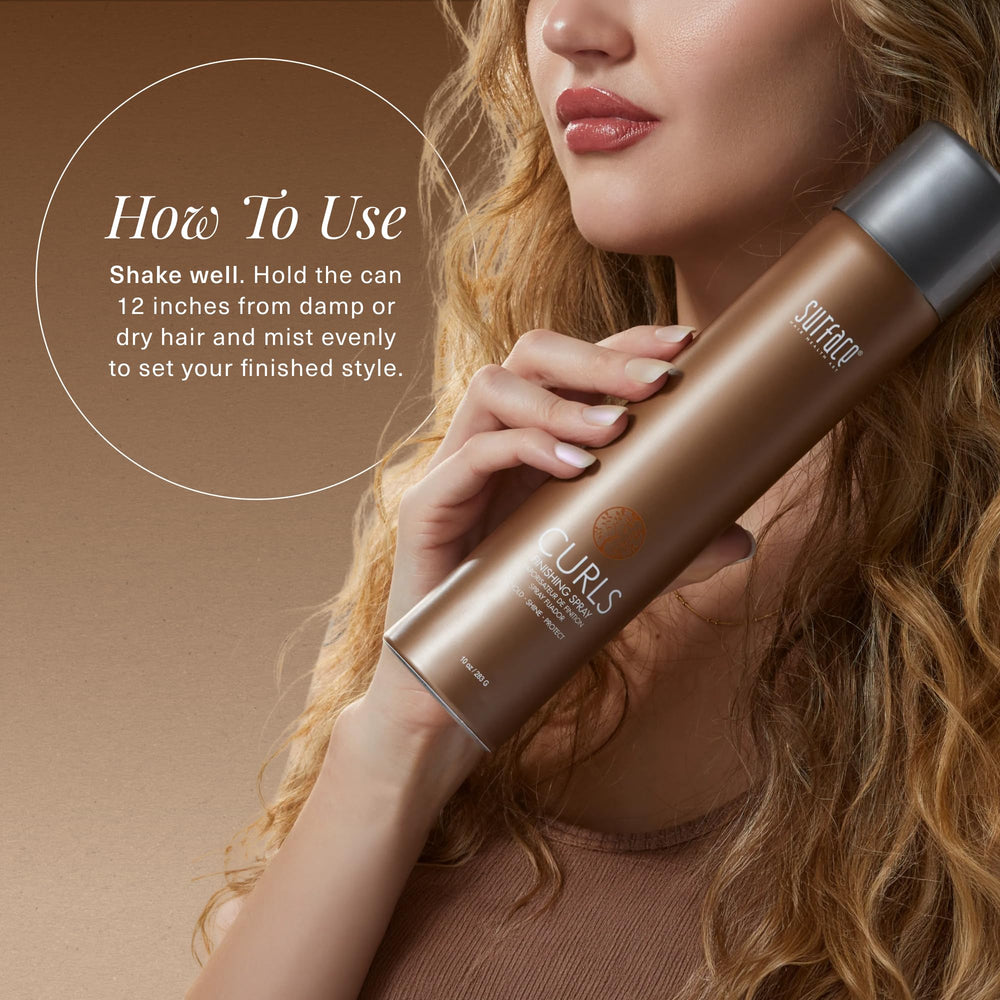 SURFACE bottle held in hand to show 10 oz scale and travel-friendly benefit
