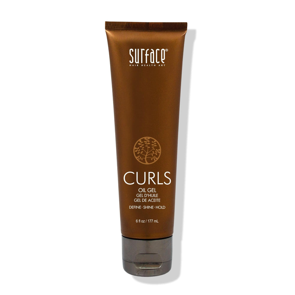 SURFACE front packaging shows 6 fl oz jar and product name, highlighting defined curls